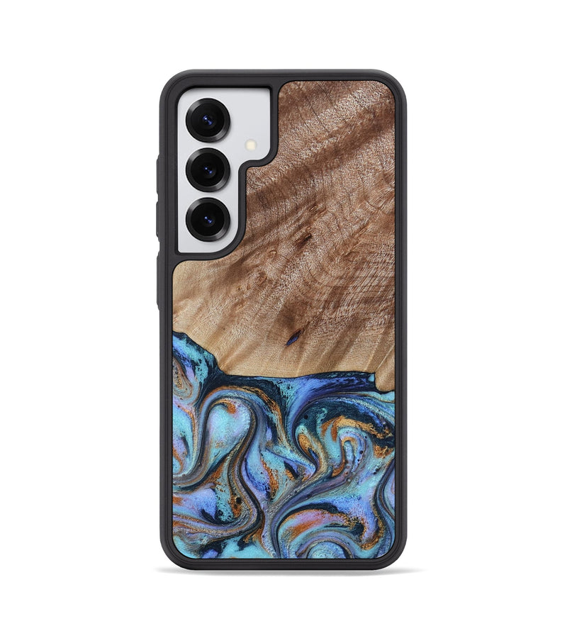 Galaxy S25 Wood Phone Case - Malissa (Teal & Gold, 817245)