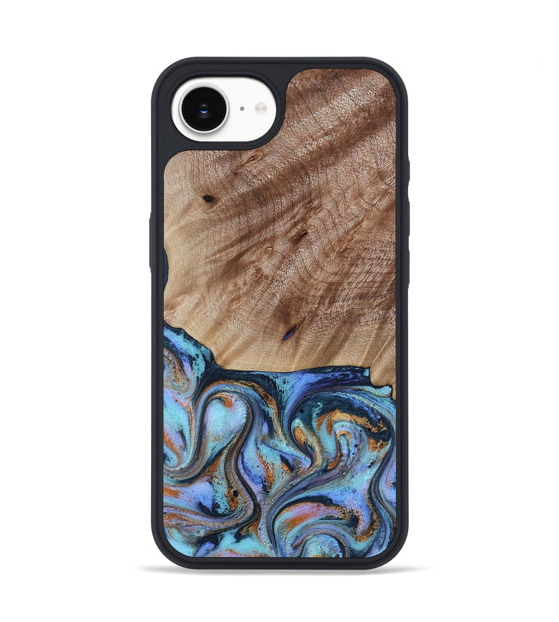 iPhone 17e Wood Phone Case - Malissa (Teal & Gold, 817245)