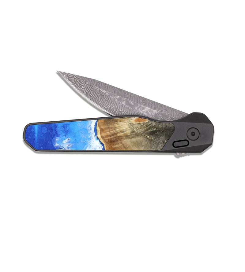 EDC Dark Damascus Wood Pocket Knife - Aleta (Coastal, 817265)