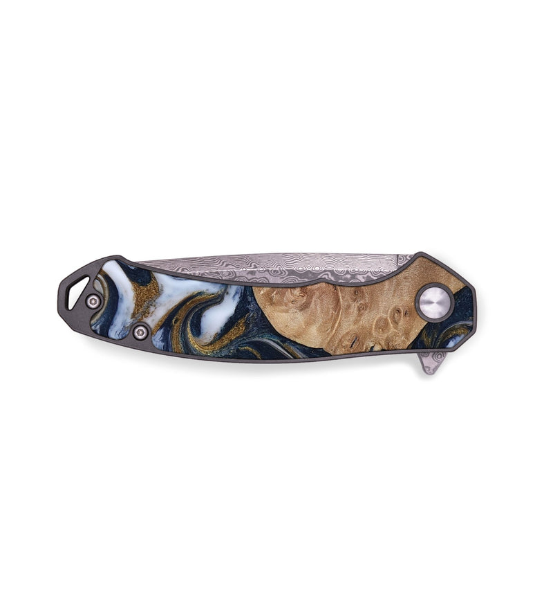 EDC Wood Pocket Knife - Keilani (Teal & Gold, 817276)