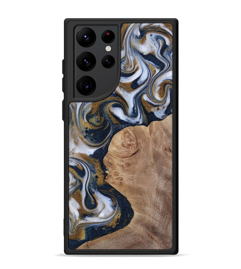 Galaxy S22 Ultra Wood Phone Case - Keilani (Teal & Gold, 817276)