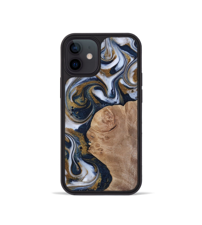iPhone 12 mini Wood Phone Case - Keilani (Teal & Gold, 817276)