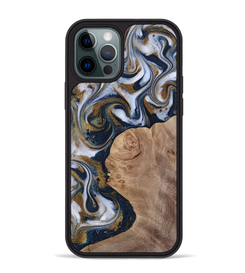 iPhone 12 Pro Max Wood Phone Case - Keilani (Teal & Gold, 817276)