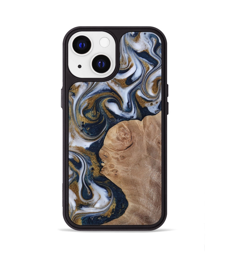 iPhone 13 Wood Phone Case - Keilani (Teal & Gold, 817276)