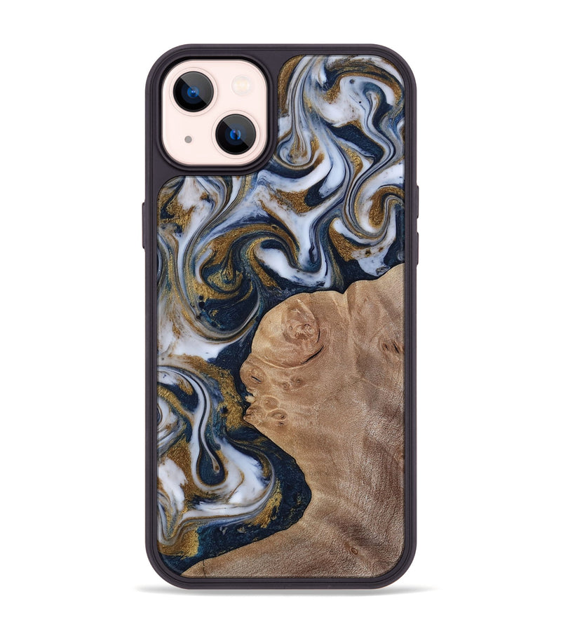 iPhone 14 Plus Wood Phone Case - Keilani (Teal & Gold, 817276)