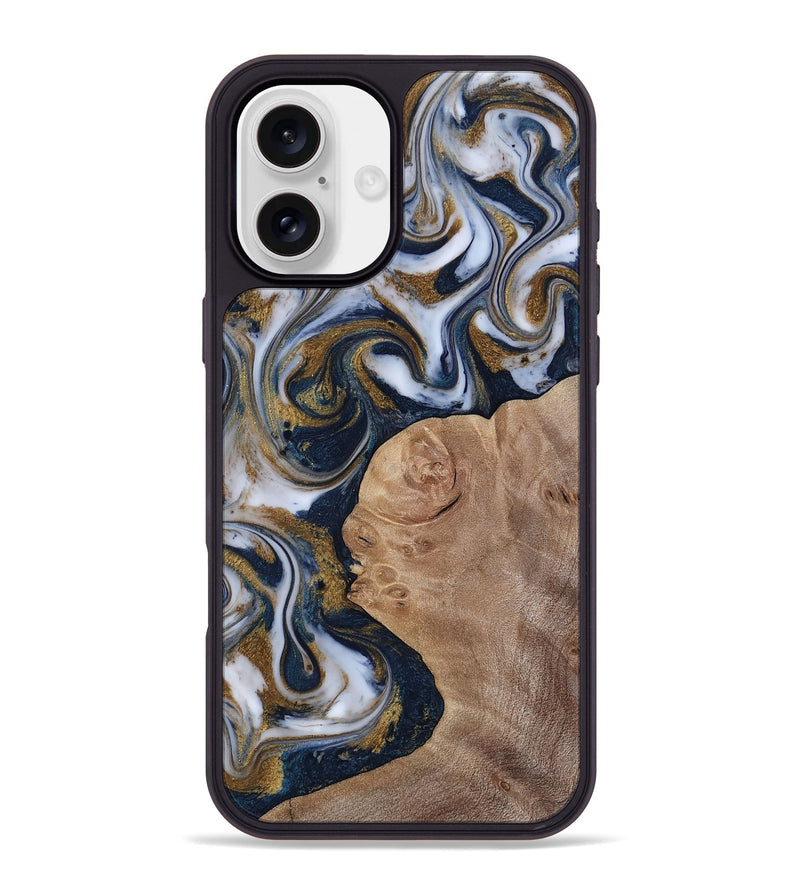 iPhone 16 Plus Wood Phone Case - Keilani (Teal & Gold, 817276)