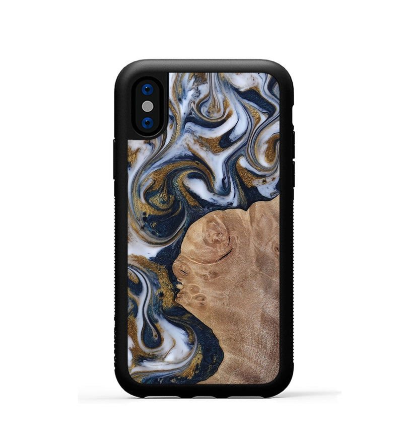 iPhone Xs Wood Phone Case - Keilani (Teal & Gold, 817276)