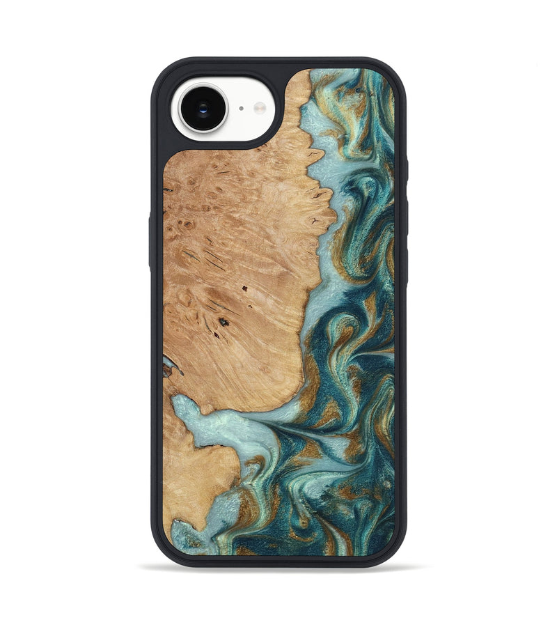 iPhone 17e Wood Phone Case - Elda (Teal & Gold, 817277)