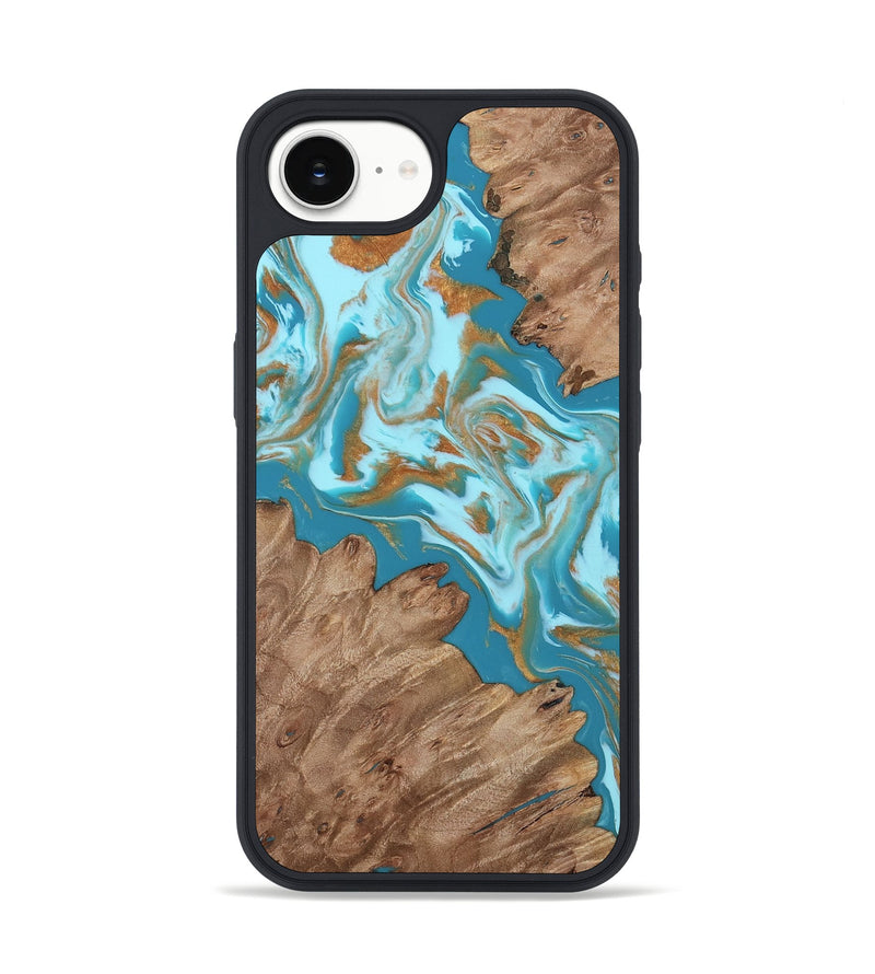 iPhone 17e Wood Phone Case - Ron (Teal & Gold, 817279)