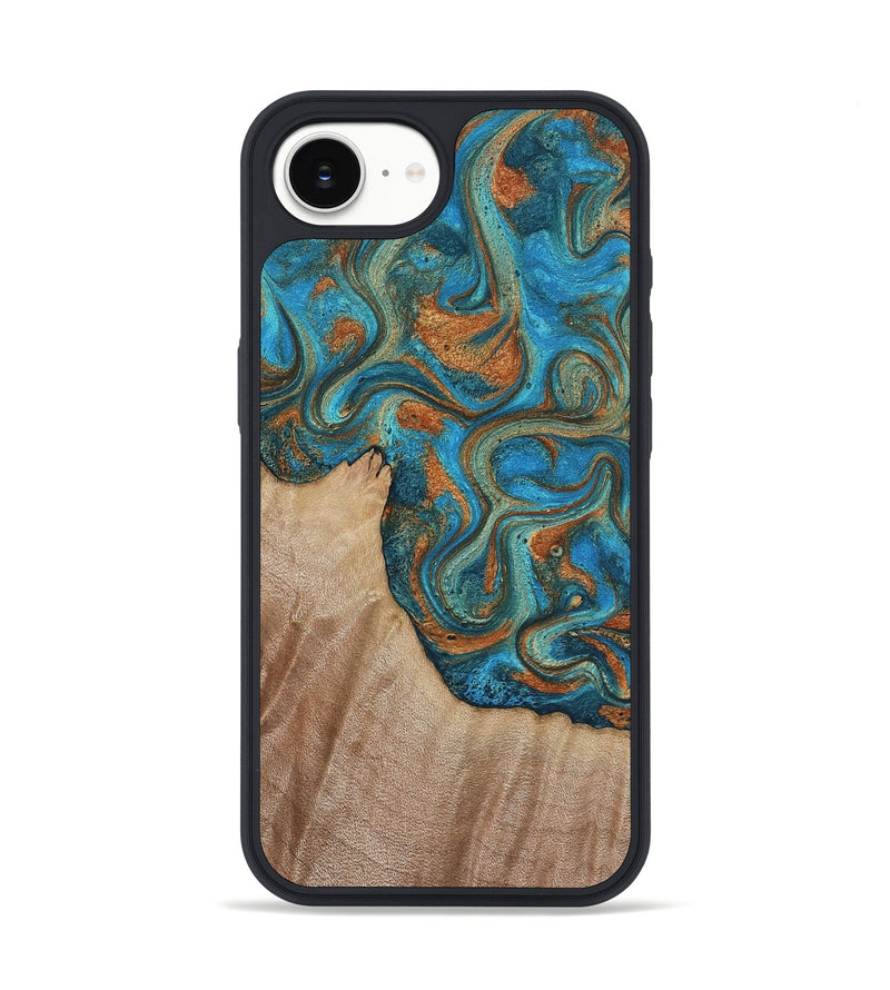 iPhone 17e Wood Phone Case - Dereck (Teal & Gold, 817280)