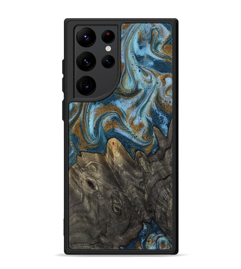 Galaxy S22 Ultra Wood Phone Case - Jayme (Teal & Gold, 817282)