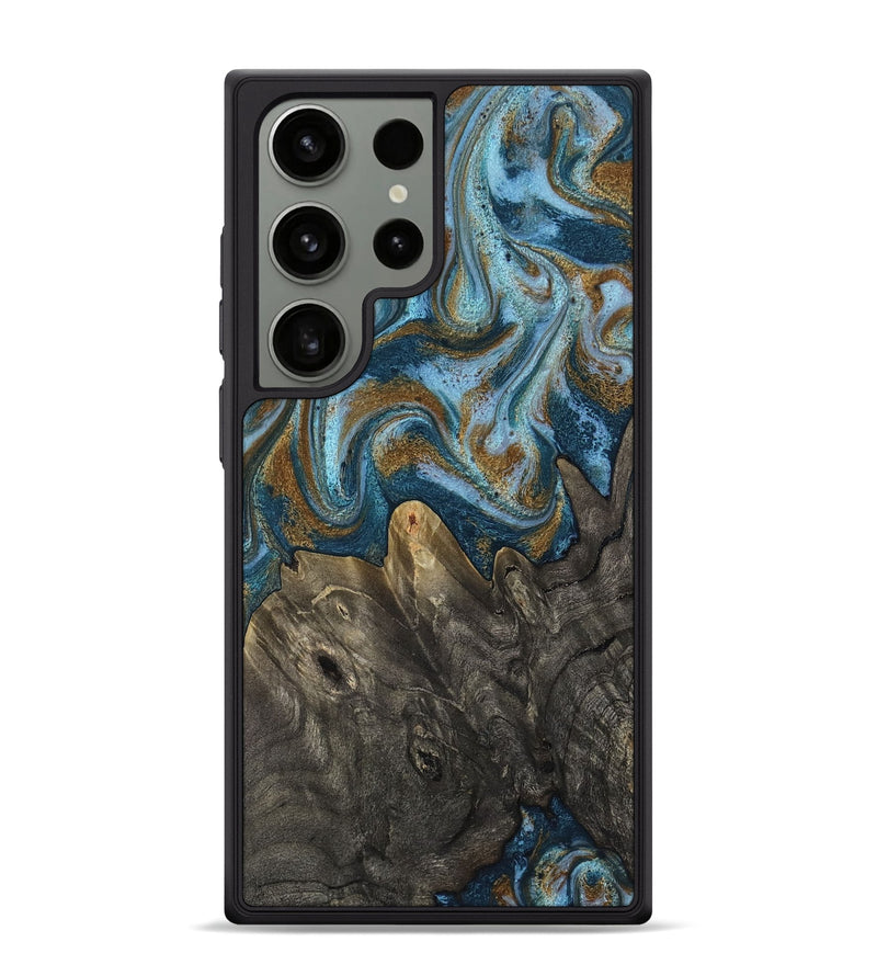 Galaxy S24 Ultra Wood Phone Case - Jayme (Teal & Gold, 817282)