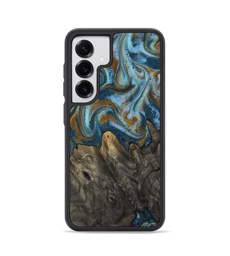 Galaxy S25 Wood Phone Case - Jayme (Teal & Gold, 817282)