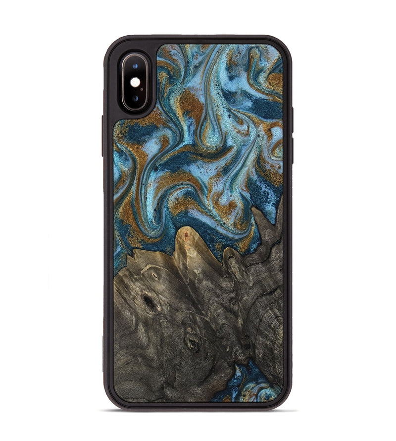 iPhone Xs Max Wood Phone Case - Jayme (Teal & Gold, 817282)