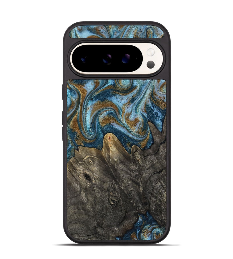 Pixel 9 Wood Phone Case - Jayme (Teal & Gold, 817282)