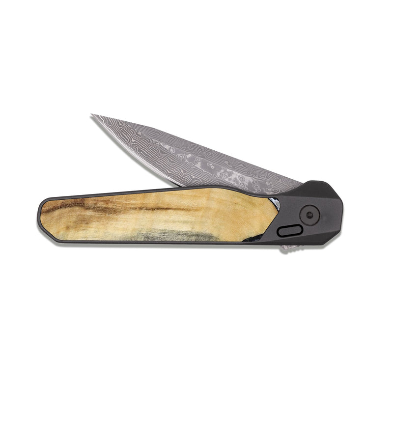 EDC Dark Damascus Wood Pocket Knife - Bristol (Black & White, 817292)