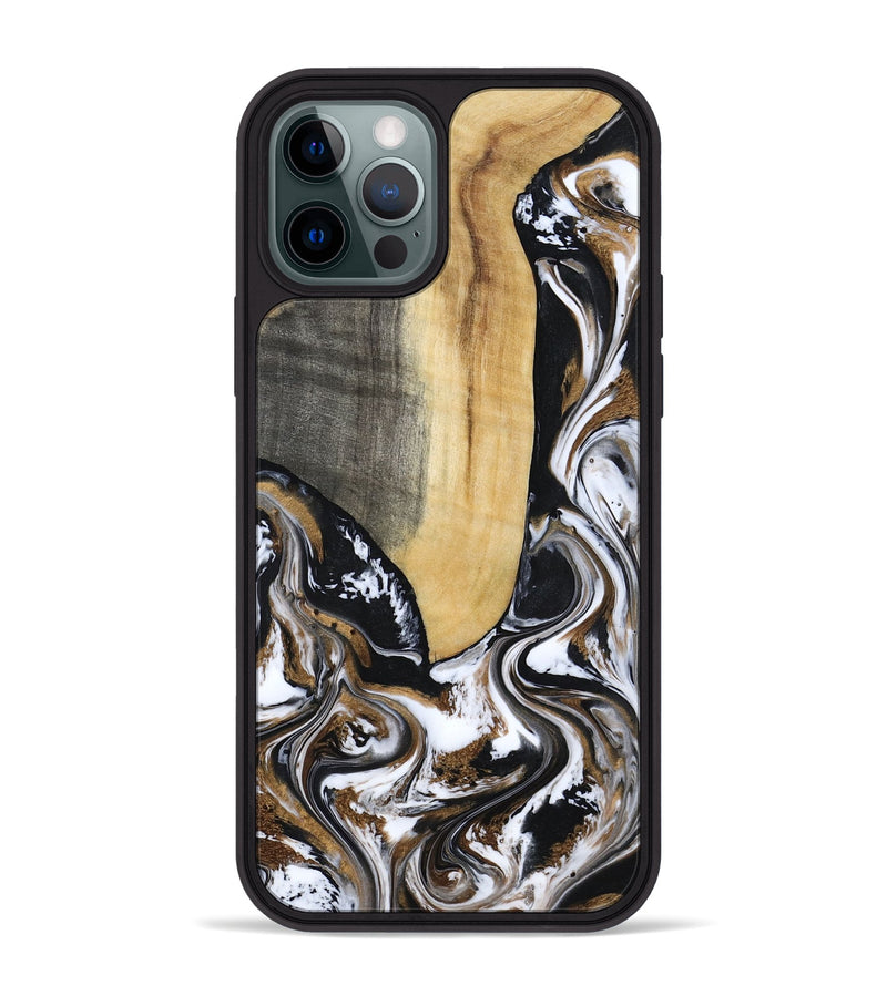 iPhone 12 Pro Max Wood Phone Case - Bristol (Black & White, 817292)