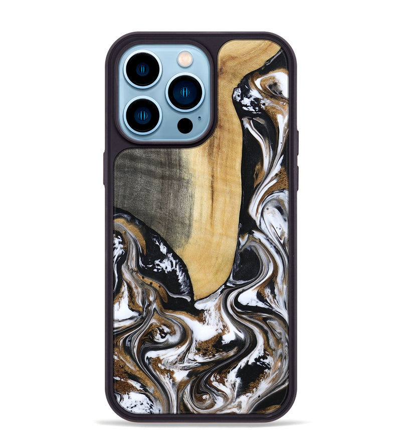 iPhone 14 Pro Max Wood Phone Case - Bristol (Black & White, 817292)