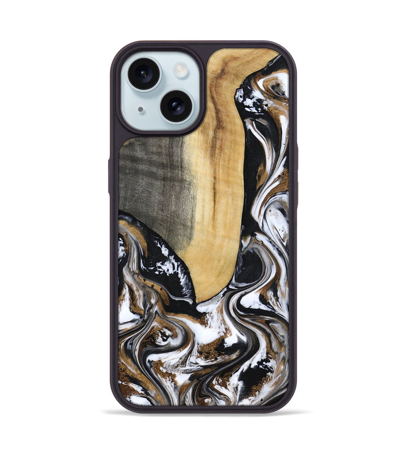 iPhone 15 Wood Phone Case - Bristol (Black & White, 817292)