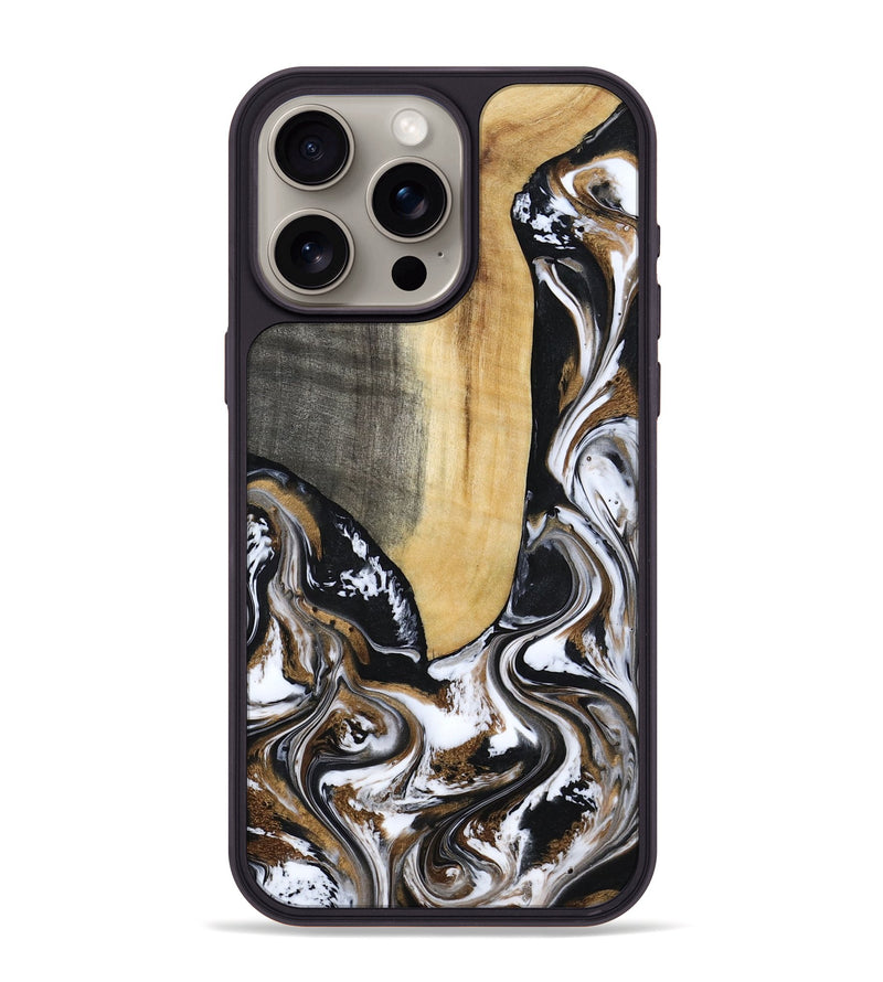 iPhone 15 Pro Max Wood Phone Case - Bristol (Black & White, 817292)
