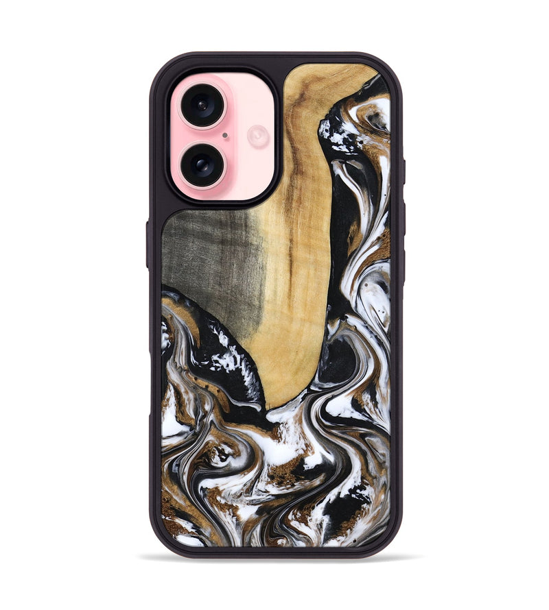 iPhone 16 Wood Phone Case - Bristol (Black & White, 817292)