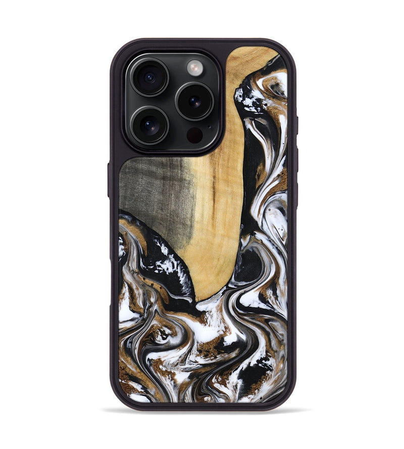 iPhone 16 Pro Wood Phone Case - Bristol (Black & White, 817292)
