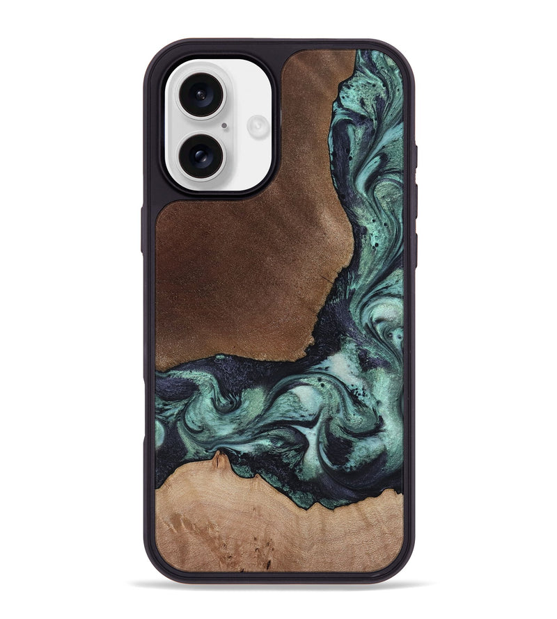 iPhone 16 Plus Wood Phone Case - Tanika (Green, 817311)