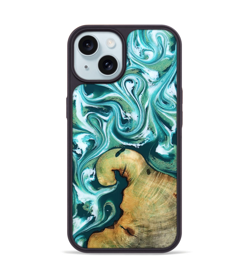 iPhone 15 Wood Phone Case - Ettie (Green, 817313)
