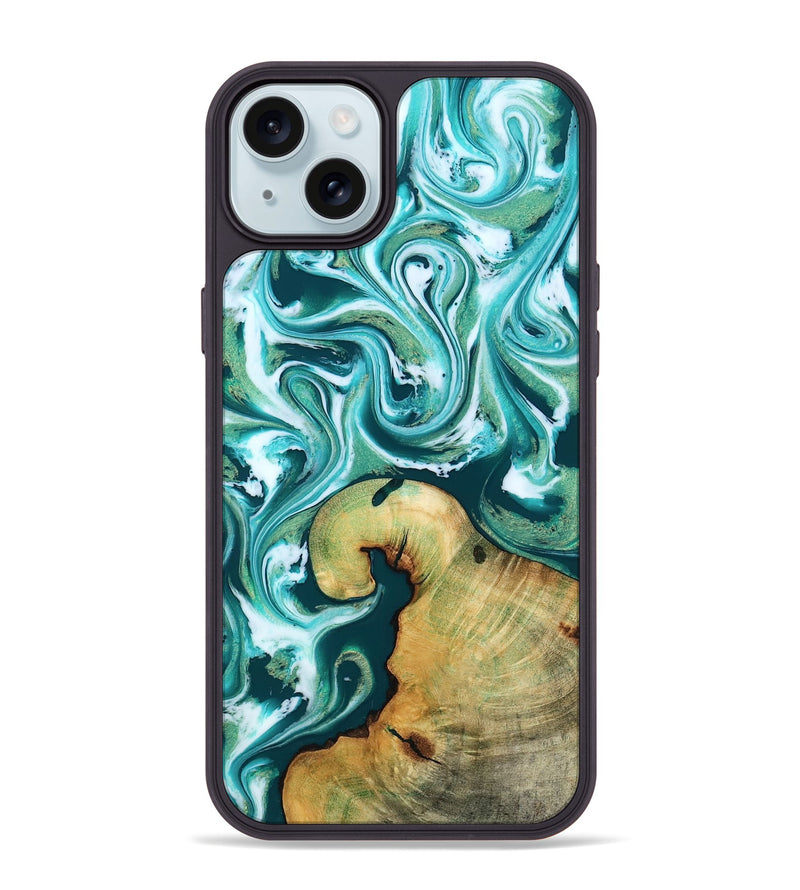iPhone 15 Plus Wood Phone Case - Ettie (Green, 817313)