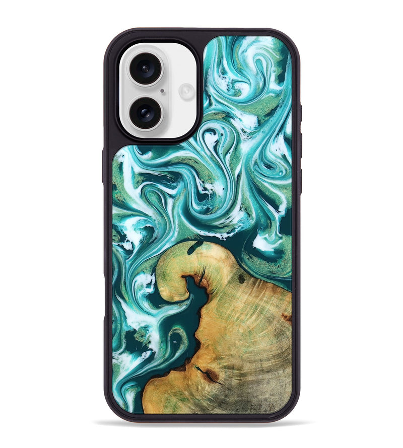 iPhone 16 Plus Wood Phone Case - Ettie (Green, 817313)