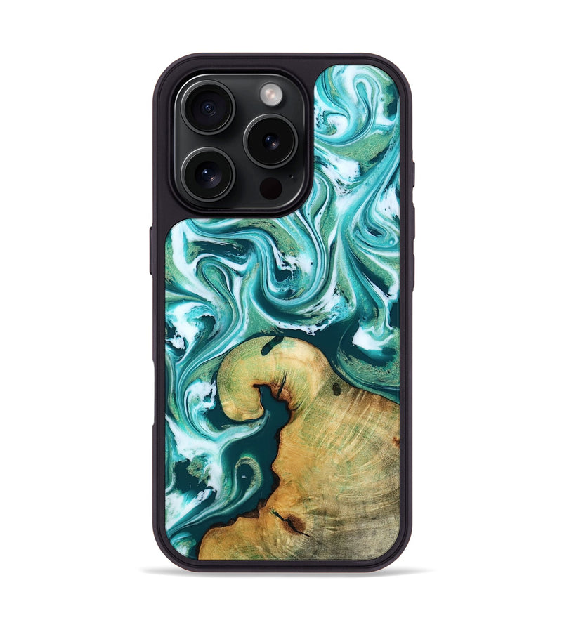 iPhone 16 Pro Wood Phone Case - Ettie (Green, 817313)