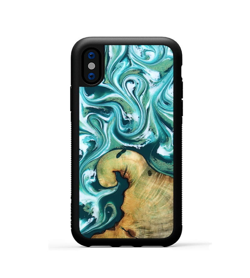 iPhone Xs Wood Phone Case - Ettie (Green, 817313)