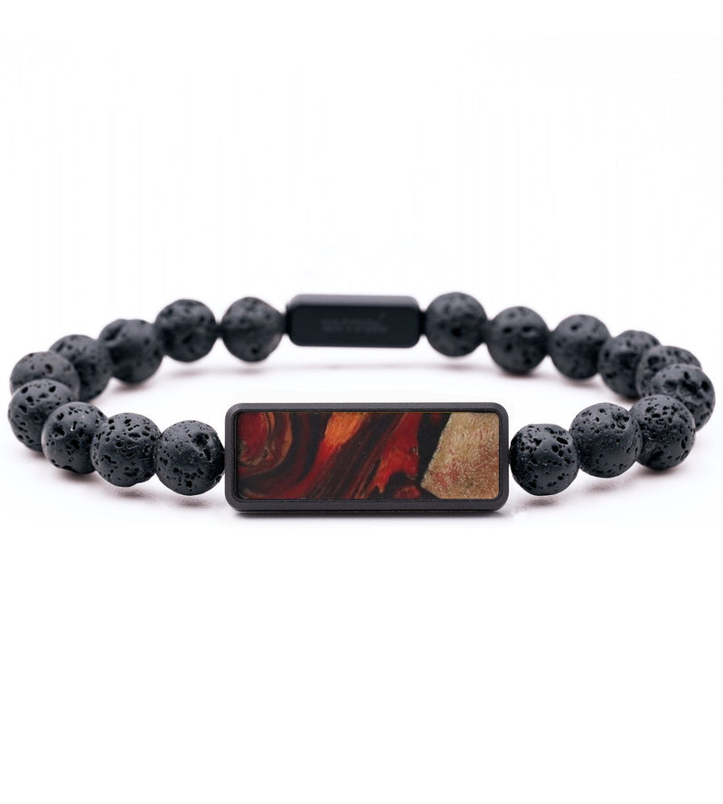 Lava Bead Wood Bracelet - Luke (Red, 817339)
