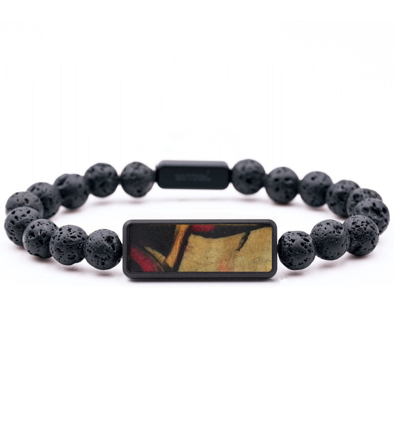 Lava Bead Wood Bracelet - Denzel (Red, 817343)
