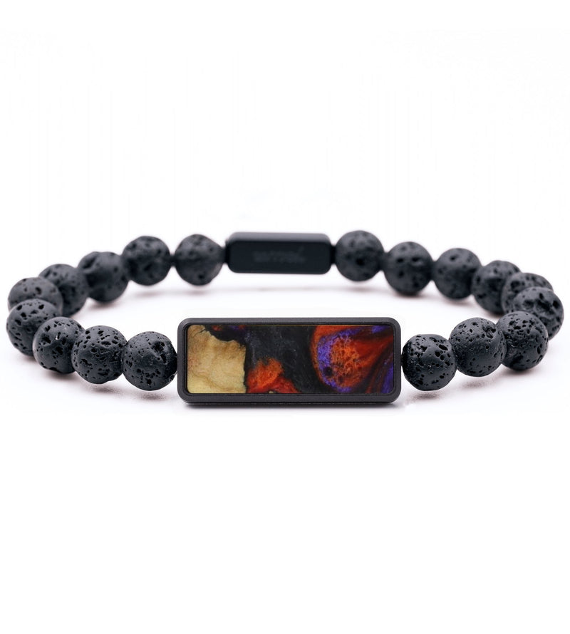 Lava Bead Wood Bracelet - Fatima (Red, 817345)