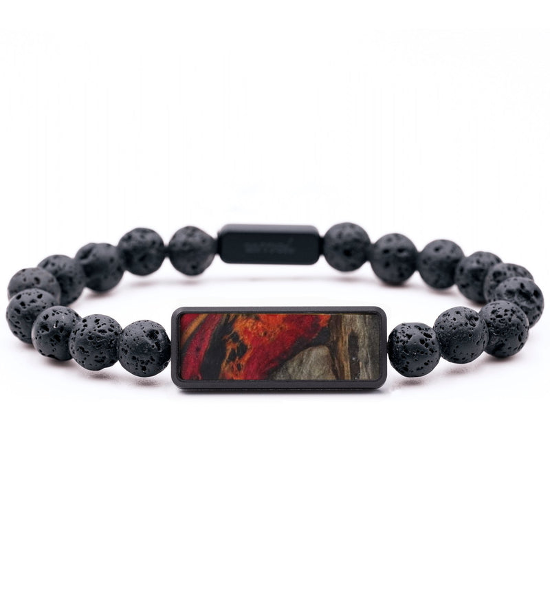 Lava Bead Wood Bracelet - Gayle (Red, 817355)