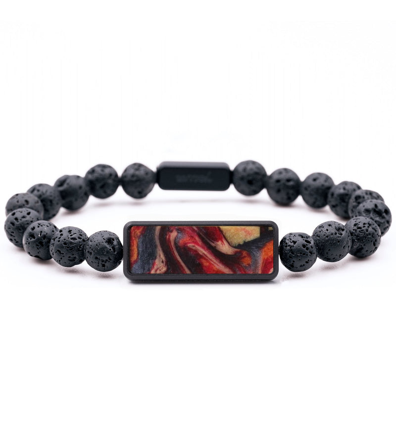 Lava Bead Wood Bracelet - Shanice (Red, 817361)