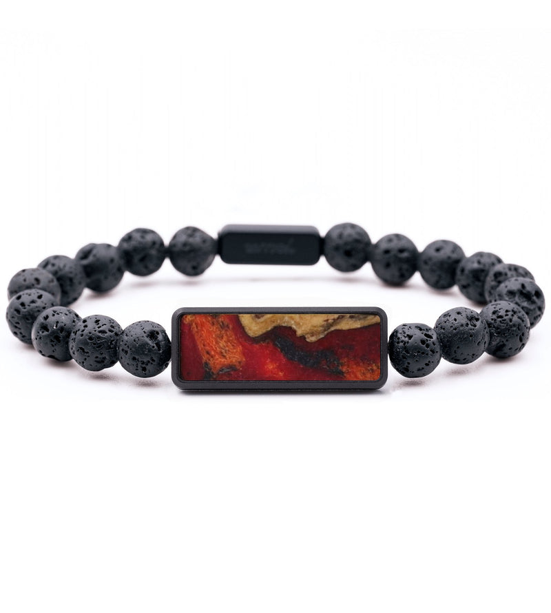 Lava Bead Wood Bracelet - Muriel (Red, 817364)