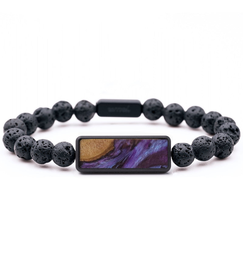 Lava Bead Wood Bracelet - Tommy (Purple, 817384)