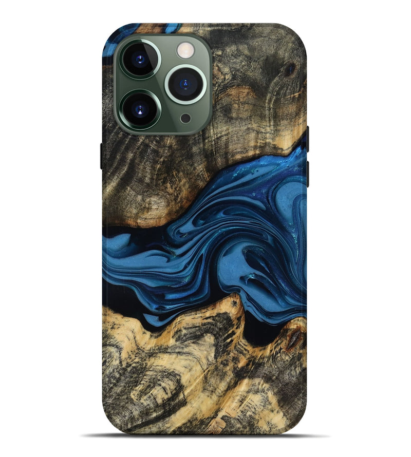 iPhone 13 Pro Max Wood Live Edge Phone Case - Wilbur (Blue, 817466)