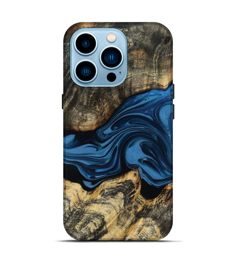 iPhone 14 Pro Wood Live Edge Phone Case - Wilbur (Blue, 817466)
