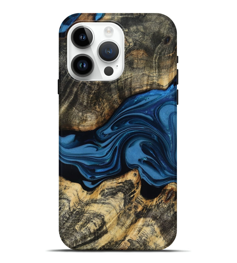 iPhone 15 Pro Max Wood Live Edge Phone Case - Wilbur (Blue, 817466)