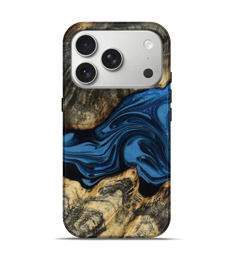 iPhone 17 Pro Wood Live Edge Phone Case - Wilbur (Blue, 817466)