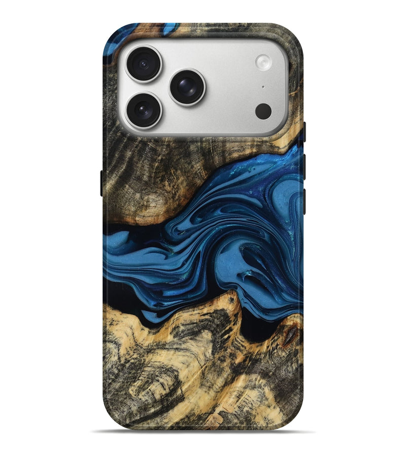iPhone 17 Pro Max Wood Live Edge Phone Case - Wilbur (Blue, 817466)