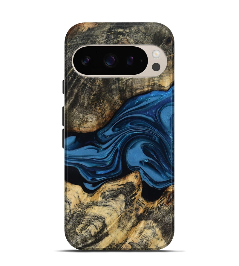 Pixel 9 Wood Live Edge Phone Case - Wilbur (Blue, 817466)