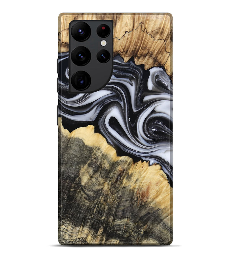 Galaxy S22 Ultra Wood Live Edge Phone Case - Meilani (Black & White, 817467)