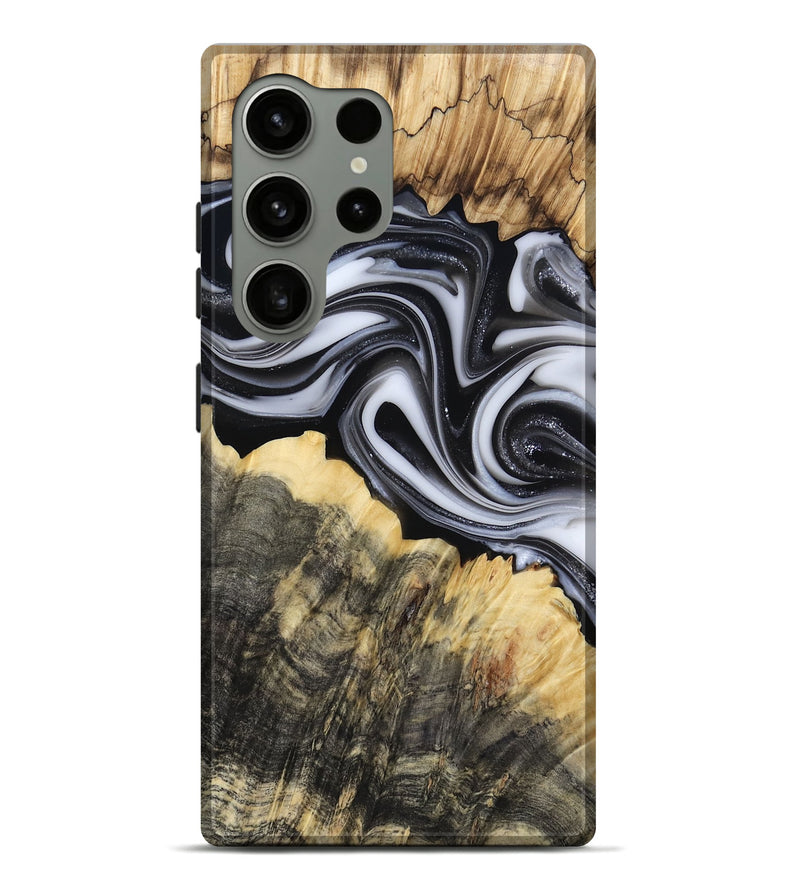 Galaxy S24 Ultra Wood Live Edge Phone Case - Meilani (Black & White, 817467)