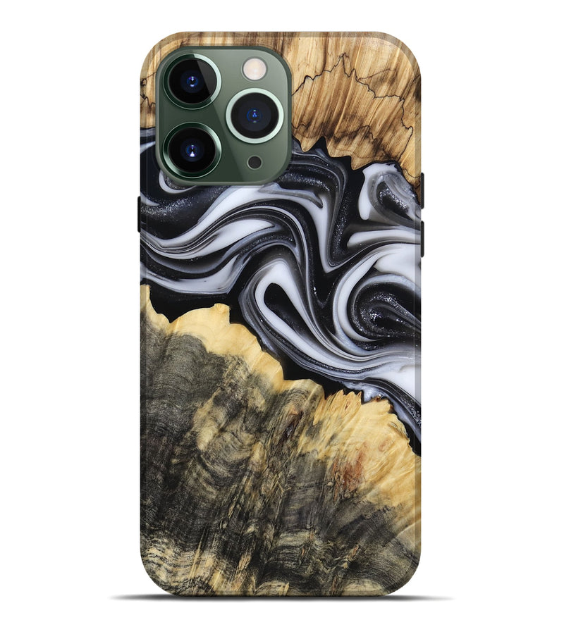 iPhone 13 Pro Max Wood Live Edge Phone Case - Meilani (Black & White, 817467)