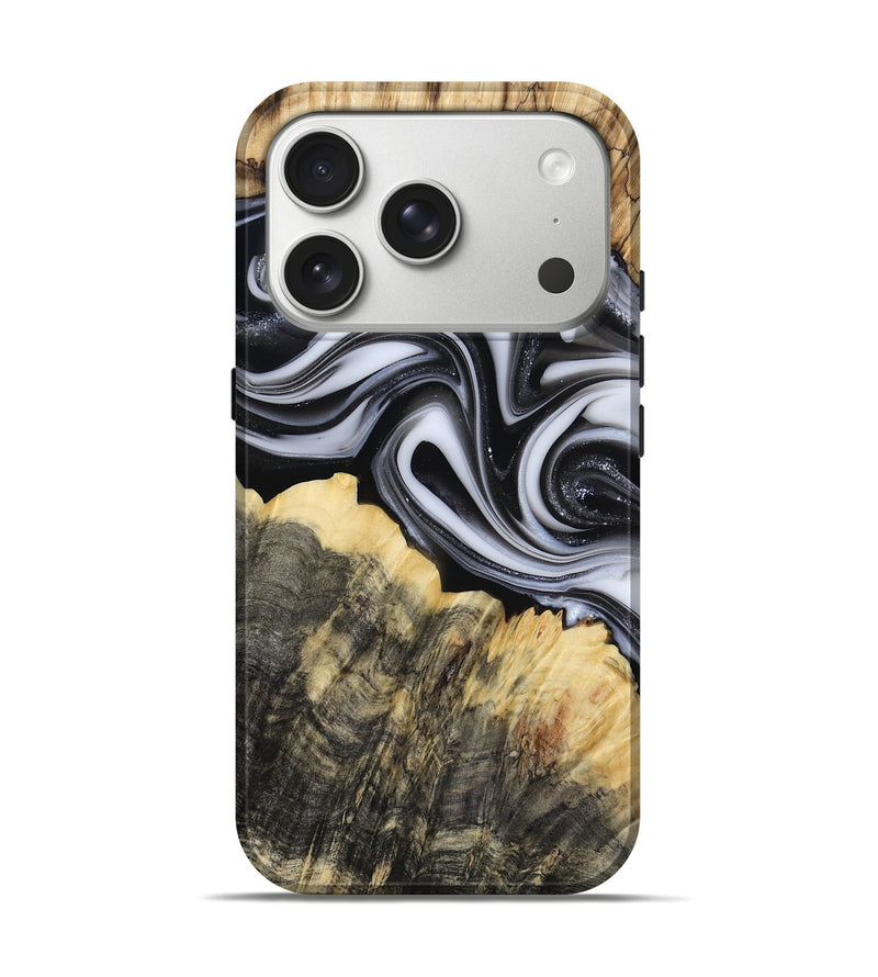 iPhone 17 Pro Wood Live Edge Phone Case - Meilani (Black & White, 817467)