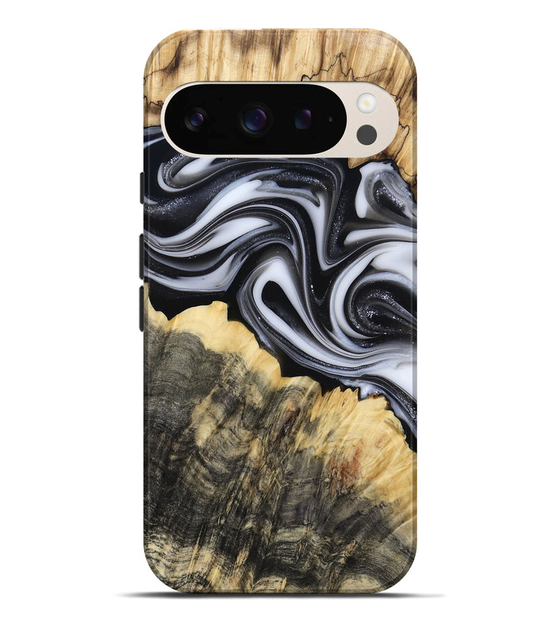 Pixel 9 Pro XL Wood Live Edge Phone Case - Meilani (Black & White, 817467)